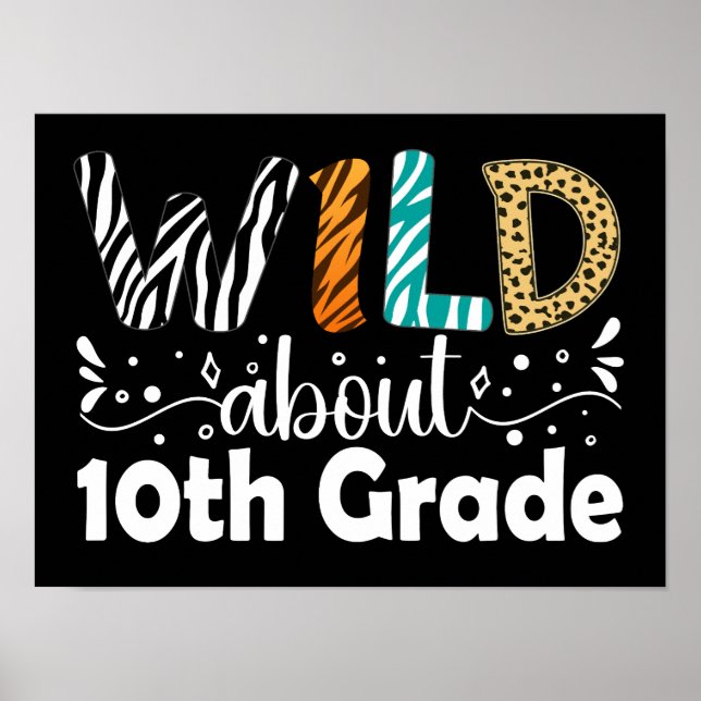Wild About 10th Grade Back To School Tenth Grade Poster (Front)