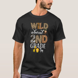 Wild About 2nd Grade Leopard Print School Teacher T-Shirt