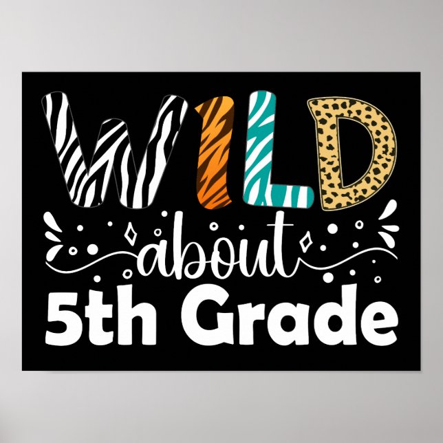 Wild About 5th Grade Back To School Funny Poster (Front)