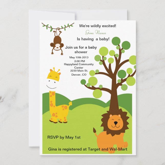 Wild About Baby Shower Invites (Front)