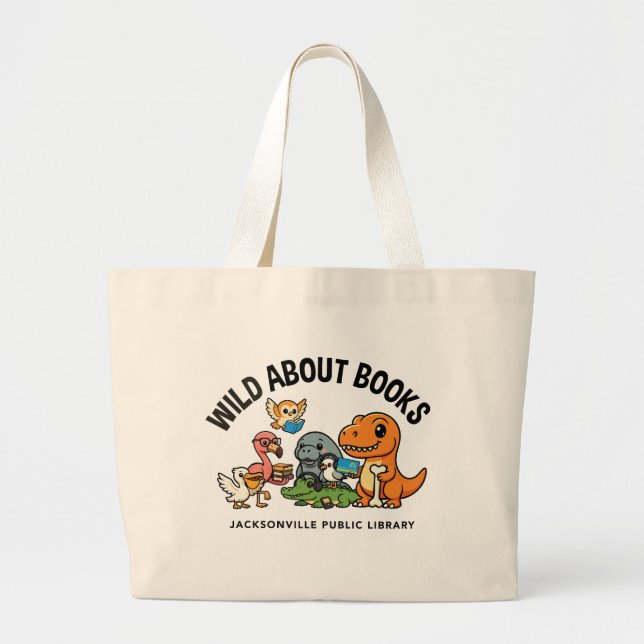 Wild About Books Large Tote Bag (Front)