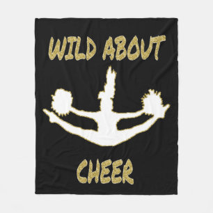 Wild About Cheer Black, White, Gold Fleece Blanket