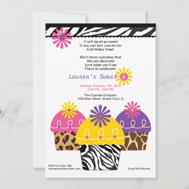 Wild About Cupcakes Invitation (Front)
