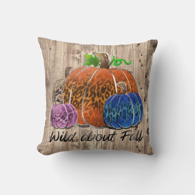 Wild About Fall Leopard Print Pumpkins  Cushion (Front)