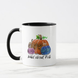 Wild About Fall Leopard Print Pumpkins Mug