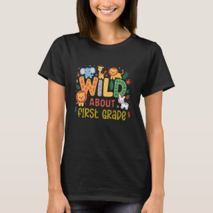 Wild About First Grade Safari Jungle Animals Back  T-Shirt