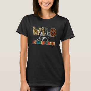 Wild About Fourth Grade Leopard Back To School Tea T-Shirt