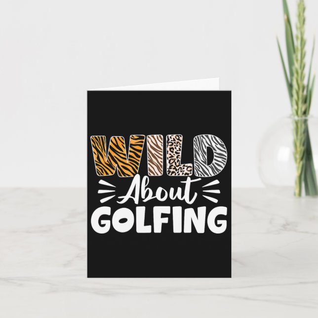 Wild About Golfing Animals Pattern Golfer Leopard  Card (Front)