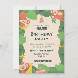 Wild About Monkeys Birthday Invitations