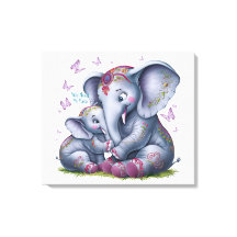 Wild About My Mama Elephant Watercolor Nursery Art