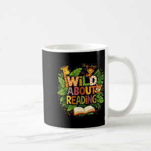 Wild about reading animal children's book lover coffee mug
