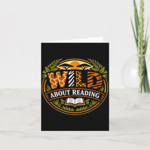 Wild about reading book animal children's book card