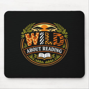 Wild about reading book animal children's book mouse pad