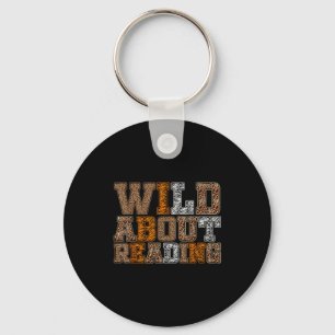 Wild about reading book animal print kids book key ring