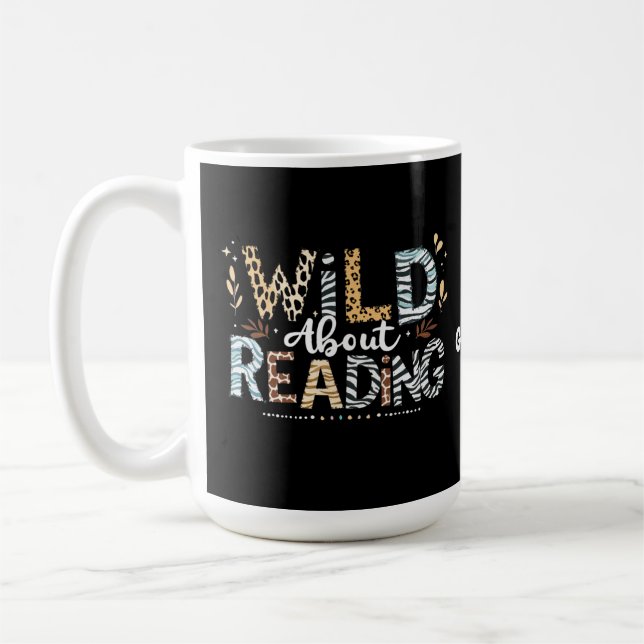 Wild About Reading Book Lover & Animal Design Coffee Mug (Left)