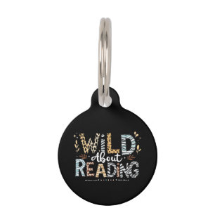 Wild About Reading Book Lover & Animal Design Pet Tag