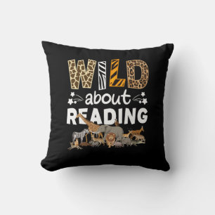 Wild About Reading Books And Bookworm Library Cushion