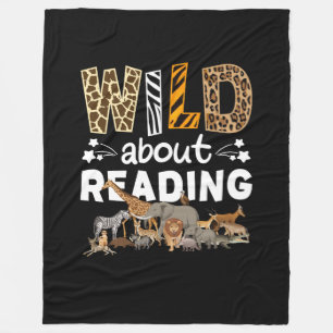Wild About Reading Books And Bookworm Library Fleece Blanket