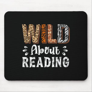 Wild About Reading Books Reader Lover Animals Leop Mouse Pad