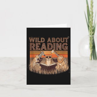 Wild about reading books reader lover librarian card