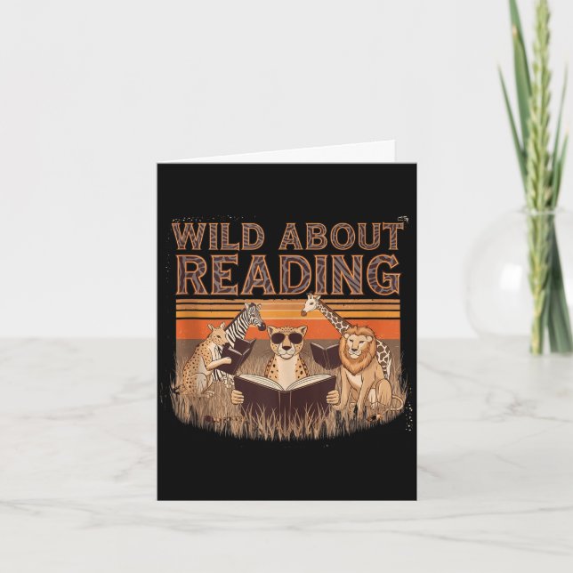 Wild about reading books reader lover librarian card (Front)
