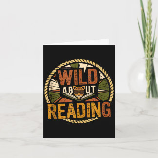 Wild about reading books reader lover librarian card