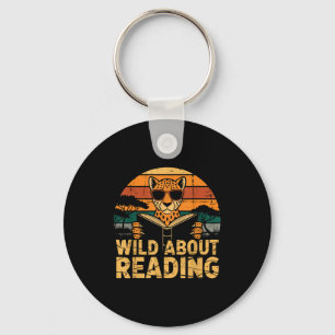 Wild about reading books reader lover librarian key ring