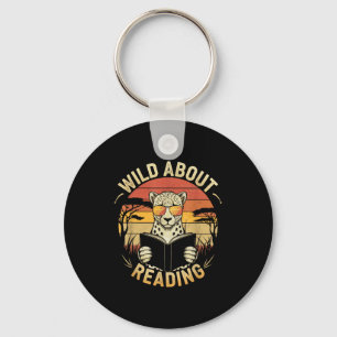 Wild about reading books reader lover librarian key ring