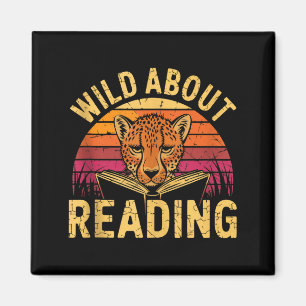 Wild about reading books reader lover librarian magnet