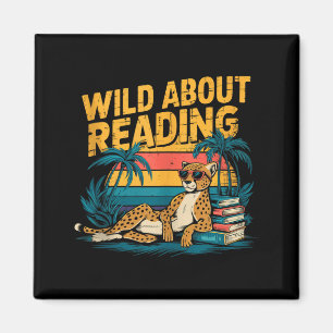 Wild about reading books reader lover librarian magnet