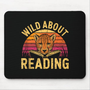 Wild about reading books reader lover librarian mouse pad