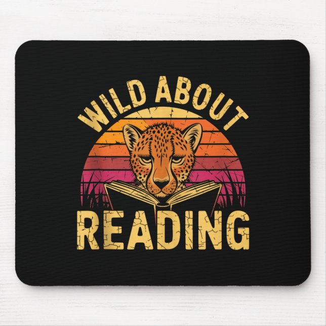 Wild about reading books reader lover librarian mouse pad (Front)