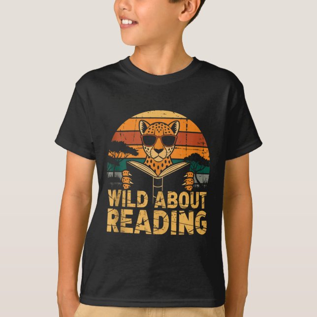 Wild about reading books reader lover librarian T-Shirt (Front)