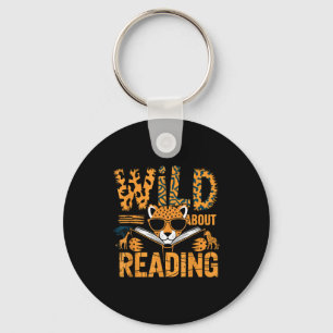 Wild about reading books reader lover librarian zo key ring
