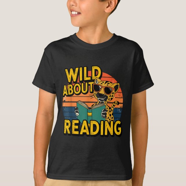 Wild about reading books reader lover librarian zo T-Shirt (Front)