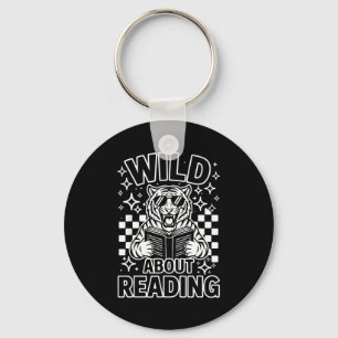 Wild about reading cool tiger sunglasses read book key ring