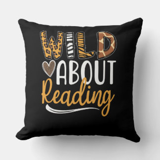 Wild About Reading Cute Animal Print Teacher Book Cushion