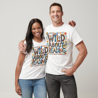 Wild About Reading Cute Jungle Animals Book Lover T-Shirt
