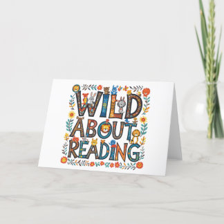 Wild About Reading Cute Jungle Animals Book Lover Thank You Card