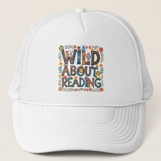 Wild About Reading Cute Jungle Animals Book Lover Trucker Hat