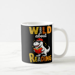 Wild about reading dinosaur book lover boys animal coffee mug