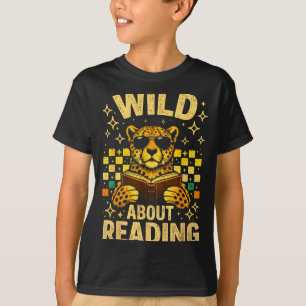 Wild about reading funny animal book lover teacher T-Shirt