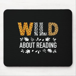 Wild about reading funny animal print teacher mouse pad