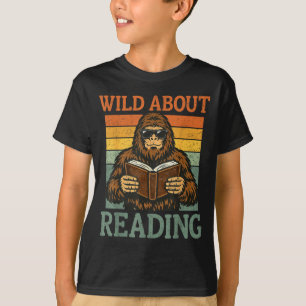 Wild About Reading Funny Bigfoot Book Lover T-Shirt
