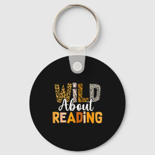 Wild about reading funny book lover bookworm key ring