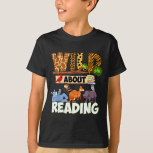 Wild About Reading Funny Book Lover Bookworm T-Shirt