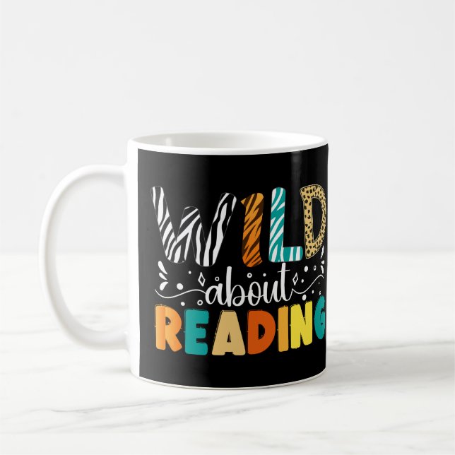 Wild About Reading Funny Books Reader Bookworm Coffee Mug (Left)