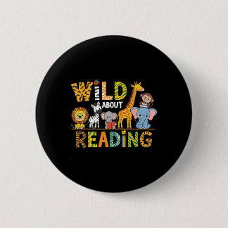 Wild About Reading Kid Love Wild Animal Books Back 6 Cm Round Badge