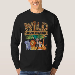 Wild About Reading Leopard Print Cute Zoo Animal T-Shirt