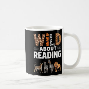 Wild about reading retro animal book lover coffee mug